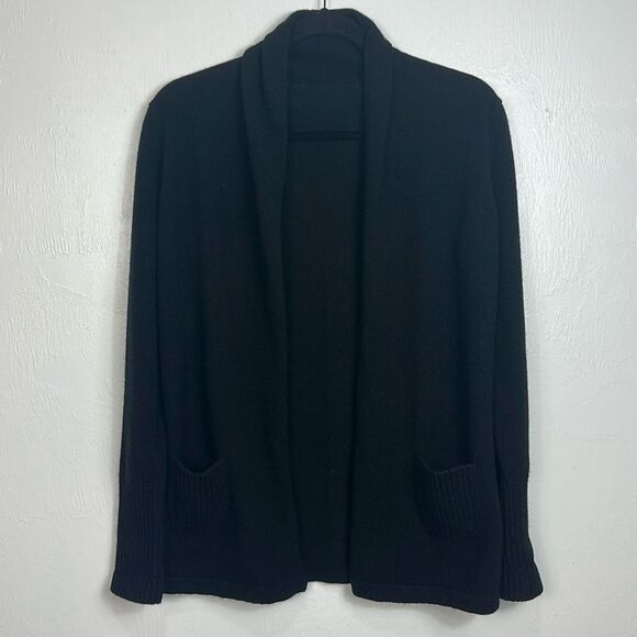 Mino Milano Classic Black Cashmere Open Front Cardigan Sweater Size S - Picture 2 of 10